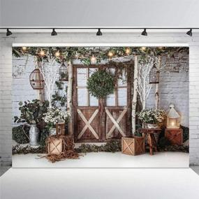 img 1 attached to 📸 MEHOFOTO 8x6ft Rustic Brown Wood Wall Door Glitter Birdcage Christmas Backdrop - Winter Xmas Dinner Party Photography Background for Family Holiday, Birthday Party Photos - Props Banner Supplies