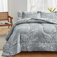 🌿 joyreap 7 piece bed in a bag - botanical bedding set queen size - gray and white leaves - all season comforter set logo
