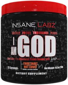 img 4 attached to 🍊 Insane Labz I am God Pre Workout: Power Up Your Workouts with High-Stimulant Creatine & DMAE Bitartrate Boost, Energize and Grow Muscles - 25 Servings in Thou Shalt Not Covet Orange
