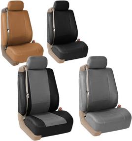 img 3 attached to 🚗 FH Group PU309TAN102 Tan Front PU Leather Seat Cover - Set of 2 (Built-in Seat Belt Compatibility and Airbag Ready)