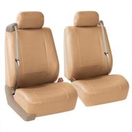 🚗 fh group pu309tan102 tan front pu leather seat cover - set of 2 (built-in seat belt compatibility and airbag ready) logo