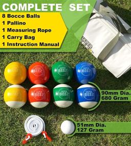 img 3 attached to 🏖️ JAPER BEES Family Bocce Ball Set: Premium Solid Resin for Outdoor Backyard, Lawn, and Beach Fun with 8 Balls, Jack, Carrying Case, and Measuring Rope