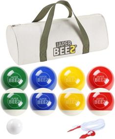 img 4 attached to 🏖️ JAPER BEES Family Bocce Ball Set: Premium Solid Resin for Outdoor Backyard, Lawn, and Beach Fun with 8 Balls, Jack, Carrying Case, and Measuring Rope