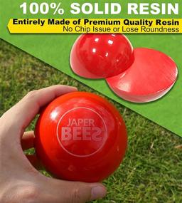 img 1 attached to 🏖️ JAPER BEES Family Bocce Ball Set: Premium Solid Resin for Outdoor Backyard, Lawn, and Beach Fun with 8 Balls, Jack, Carrying Case, and Measuring Rope