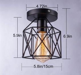 img 3 attached to 🏭 Licperron Retro Black Industrial Ceiling Light Fixture - Semi-Flush Mount E26 E27 for Porch Hallway Kitchen Farmhouse Lighting, 1 Pack