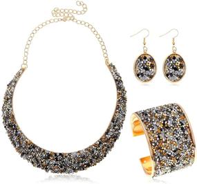 img 4 attached to 💎 Женское ожерелье с ринестонами из золотого металла: утверждение о ярких ожерельях и комплектах ювелирных изделий