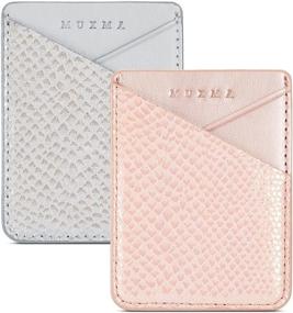 img 4 attached to LUVI Phone Card Holder Wallet: Sticky PU Leather Wallet with Holographic Gradient Ramp Snake Skin Design – Pocket Pouch Sleeve Slim Sticky Wallet for Back of Phone Case (2 Pack)