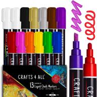 🎨 ручки-фломастеры crafts 4 all liquid chalk - для черносмётных табличек, бистро-меню, автомобильных стекол - вытираемые, моющиеся - 13 цветных маркеров-фломастеров с перевернутыми наконечниками и пинцетами - в комплекте бонусный белый маркер для меловой доски! логотип