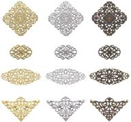 🌸 ph pandahall 60pcs filigree wrap charm pendant connector - flower filigree connectors charms metal wraps for diy hairpin, headwear, earring, and jewelry making - 3 color variations, 4 sizes available logo