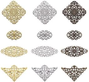 img 4 attached to 🌸 PH PandaHall 60pcs Filigree Wrap Charm Pendant Connector - Flower Filigree Connectors Charms Metal Wraps for DIY Hairpin, Headwear, Earring, and Jewelry Making - 3 Color Variations, 4 Sizes Available