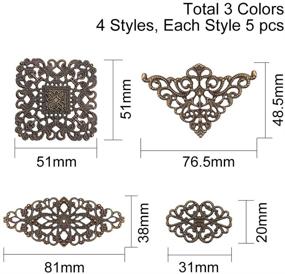 img 3 attached to 🌸 PH PandaHall 60pcs Filigree Wrap Charm Pendant Connector - Flower Filigree Connectors Charms Metal Wraps for DIY Hairpin, Headwear, Earring, and Jewelry Making - 3 Color Variations, 4 Sizes Available