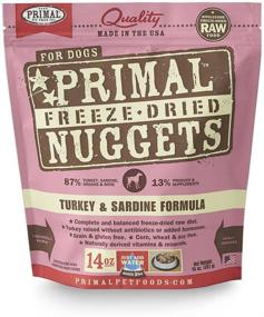 img 3 attached to USA-Made Primal Freeze Dried Dog Food Nuggets - Turkey & Sardine Formula, Complete Raw Diet, Grain-Free Topper/Mixer