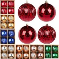 🎄 premium 4pc shatterproof red christmas ball ornaments with decorative hanging mercury design - ideal for holiday party decorations (10cm-4”) логотип