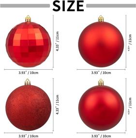 img 3 attached to 🎄 Premium 4PC Shatterproof Red Christmas Ball Ornaments with Decorative Hanging Mercury Design - Ideal for Holiday Party Decorations (10cm-4”)