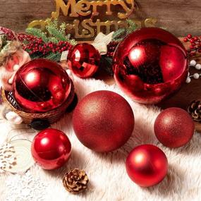 img 1 attached to 🎄 Premium 4PC Shatterproof Red Christmas Ball Ornaments with Decorative Hanging Mercury Design - Ideal for Holiday Party Decorations (10cm-4”)