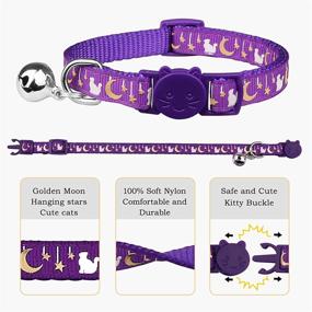 img 3 attached to 🌙 6 PCS Golden Moon and Stars Breakaway Cat Collars with Bell - Glow in The Dark Safety Collars for Cats