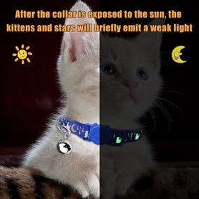 img 1 attached to 🌙 6 PCS Golden Moon and Stars Breakaway Cat Collars with Bell - Glow in The Dark Safety Collars for Cats