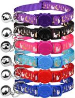 🌙 6 pcs golden moon and stars breakaway cat collars with bell - glow in the dark safety collars for cats logo