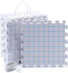 img 4 attached to Enhance Your Knitting & Crochet Projects with 9 Pack Blocking Mats, 200 T Pins, and Storage Bag (12.5 in)