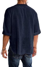 img 3 attached to Casual and Comfy: Cotton Henley Drawstring Sleeve Hippie Men's Clothing for a Stylish Look