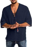 casual and comfy: cotton henley drawstring sleeve hippie men's clothing for a stylish look logo