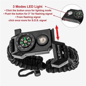 img 2 attached to A2S LEDway Paracord Bracelet: 6-IN-1 Tactical Survival Gear Kit 🔦 with Larger Compass, LED SOS Flashlight & Whistle - Essential Emergency Toolset