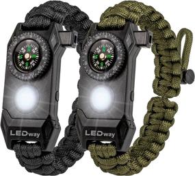 img 4 attached to A2S LEDway Paracord Bracelet: 6-IN-1 Tactical Survival Gear Kit 🔦 with Larger Compass, LED SOS Flashlight & Whistle - Essential Emergency Toolset
