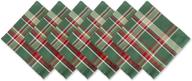 dii tabletop collection fall & thanksgiving napkin, 20x20, dark green plaid, 6-pack logo