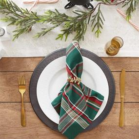 img 2 attached to DII Tabletop Collection Fall & Thanksgiving Napkin, 20x20, Dark Green Plaid, 6-Pack