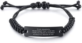 img 4 attached to 🎓 MEALGUET Grandson Bracelet: Inspirational Engraved Cord Braided ID Gift from Grandpa for Graduation, Christmas, Birthday