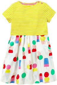 img 4 attached to 👗 Bumeex Little Girls' Short Sleeve Skirt Dresses with Cute Cartoon Print in Cotton for Casual Wear