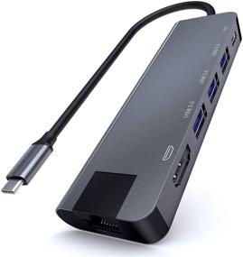 img 4 attached to 🔌 CUHIOY 6-in-1 USB C Hub Adapter: HDMI 4K, 3 USB 3.0, Gigabit Ethernet, PD Port - MacBook Air/Pro, XPS, Samsung Compatible