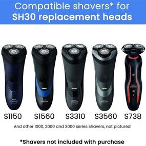 img 2 attached to 🪒 6-Pack SH30 Replacement Heads for Philips Norelco Series 3000, 2000, 1000 Shavers | Compatible with S1560 Shaver Head & ComfortCut Blades