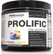 🍇 pescience prolific pre workout: малиново-лимонный напиток, 40 порций энергетической добавки с оксидом азота. логотип