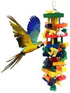 🐦 deluxe uheng bird parrots wooden knots blocks chewing toys, essential cage bite for african grey macaws, cockatoos, eclectus, conure parakeets, and cockatiel, effective nibbling preen for beaks trim - 13 x 4 inch логотип