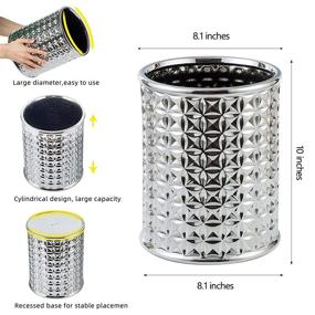 img 2 attached to 🗑️ Small Round Silver Trash Can: Durable Ceramic Bin for Bathrooms, Powder Rooms, Kitchens, and Home Offices – Wastebasket, Garbage Receptacle