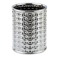 🗑️ small round silver trash can: durable ceramic bin for bathrooms, powder rooms, kitchens, and home offices – wastebasket, garbage receptacle logo