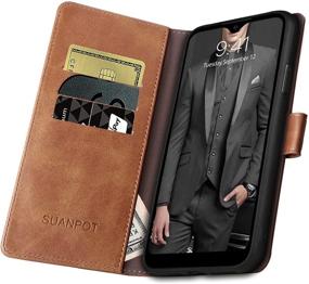 img 1 attached to 📱 SUANPOT Samsung Galaxy A42 5G RFID Blocking Leather Wallet Case: Secure Credit Card Holder, Flip Folio Book Design for Shockproof Protection - Light Brown