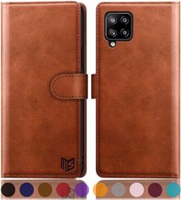 img 4 attached to 📱 SUANPOT Samsung Galaxy A42 5G RFID Blocking Leather Wallet Case: Secure Credit Card Holder, Flip Folio Book Design for Shockproof Protection - Light Brown