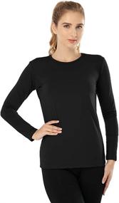 img 4 attached to MancyFit Women's Fleece Lined Thermal 👚 Tops | Long Sleeve Base Layer Shirt