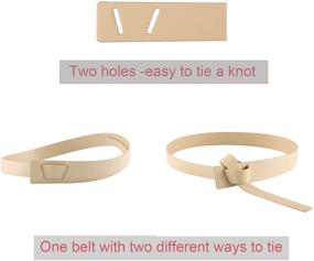 img 2 attached to 👗 CHIC DIARY Women's Fashion Knot Belt: Versatile Cowhide Leather Tie Waist Belt - No Buckle Cinch Belt for Dress & Jeans