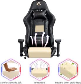 img 1 attached to 🎮 Enhance Your Gaming Experience with the Kasorix Gaming Chair: Adjustable Armrest, High Back, Footrest - 8512BLACK