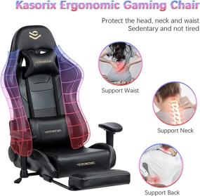 img 3 attached to 🎮 Enhance Your Gaming Experience with the Kasorix Gaming Chair: Adjustable Armrest, High Back, Footrest - 8512BLACK