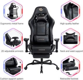 img 2 attached to 🎮 Enhance Your Gaming Experience with the Kasorix Gaming Chair: Adjustable Armrest, High Back, Footrest - 8512BLACK