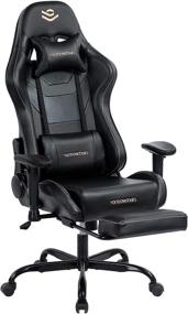 img 4 attached to 🎮 Enhance Your Gaming Experience with the Kasorix Gaming Chair: Adjustable Armrest, High Back, Footrest - 8512BLACK