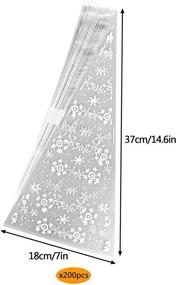 img 2 attached to 200 PCS Snowflake Clear Cone Treat Bags with Twist Ties - Cellophane Plastic Cone Bags for Favor Candy, Popcorn, Handmade Cookies - Triangle Bags, 5 Mix Colors - 15'' x 7''