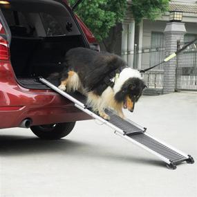 img 1 attached to 🐕 Pet Trex Titan: Telescoping Aluminum Pet Ramp, Adjustable 28-62 Inches