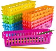 🖍️ prextex classroom pencil organizer and crayon basket set, assorted colors (pack of 12) логотип