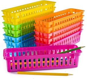 img 4 attached to 🖍️ Prextex Classroom Pencil Organizer and Crayon Basket Set, Assorted Colors (Pack of 12)