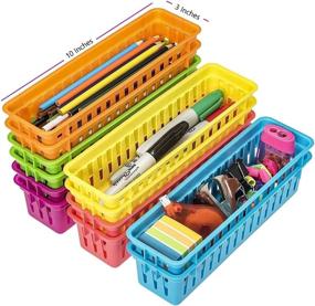 img 3 attached to 🖍️ Prextex Classroom Pencil Organizer and Crayon Basket Set, Assorted Colors (Pack of 12)
